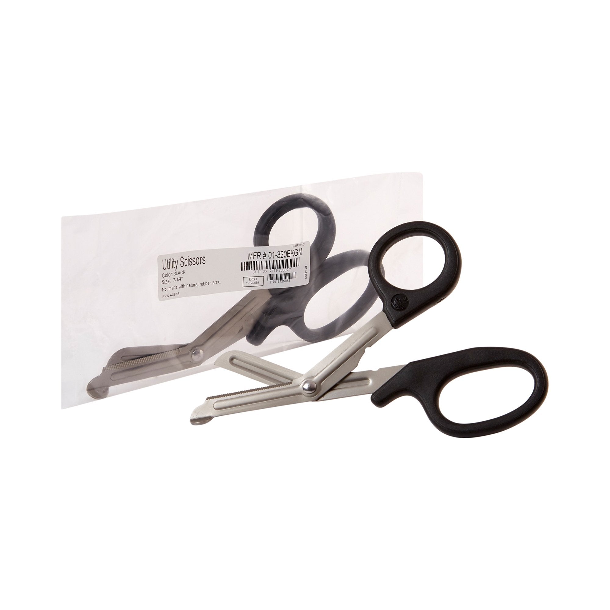 Utility Scissors McKesson 7 1/4 Inch Length Office Grade Stainless Steel / Plastic NonSterile Finger Ring Handle Angled Blunt Tip / Blunt Tip