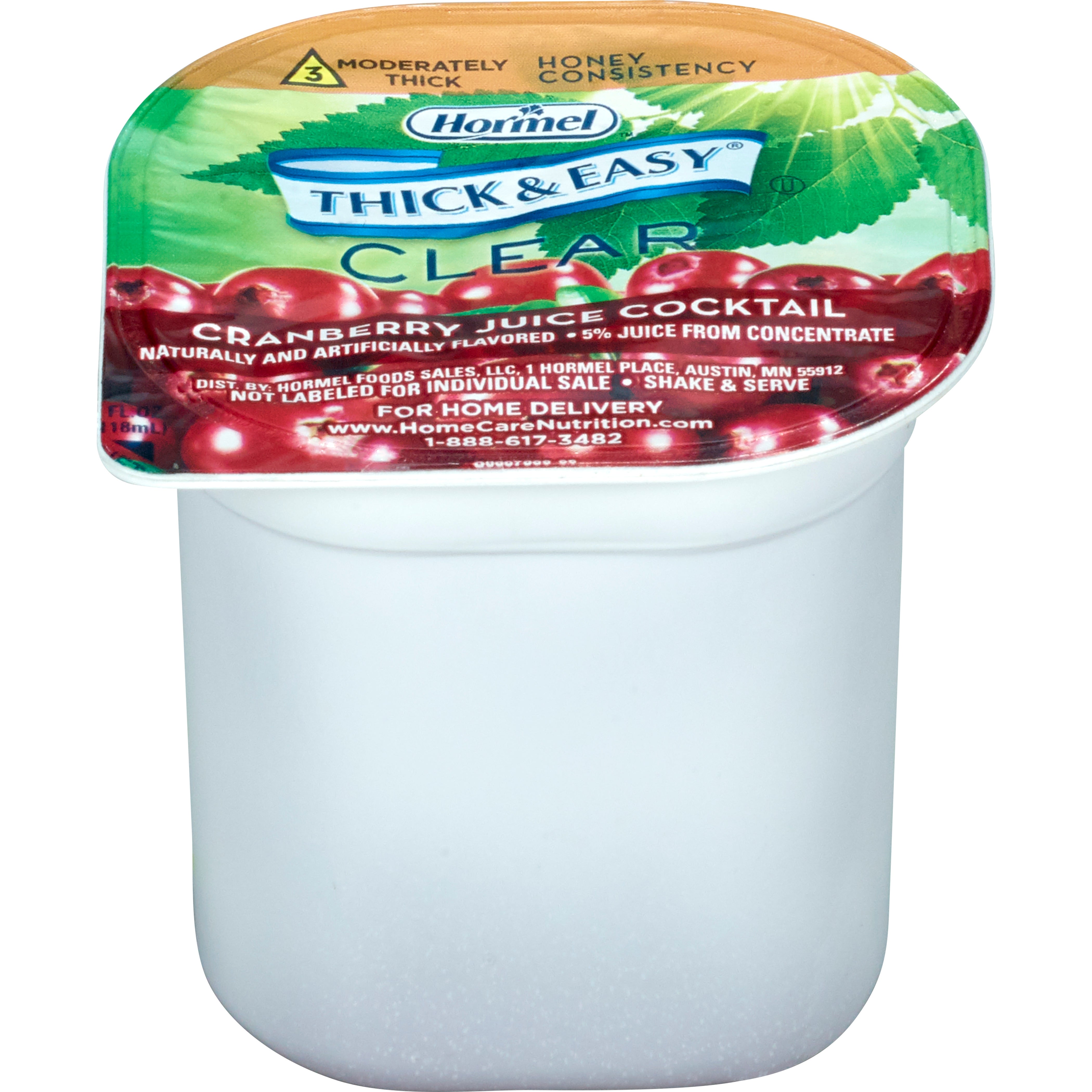 Thickened Beverage Thick & Easy 4 oz. Portion Cup Cranberry Juice Cocktail Flavor Liquid IDDSI Level 3 Moderately Thick/Liquidized
