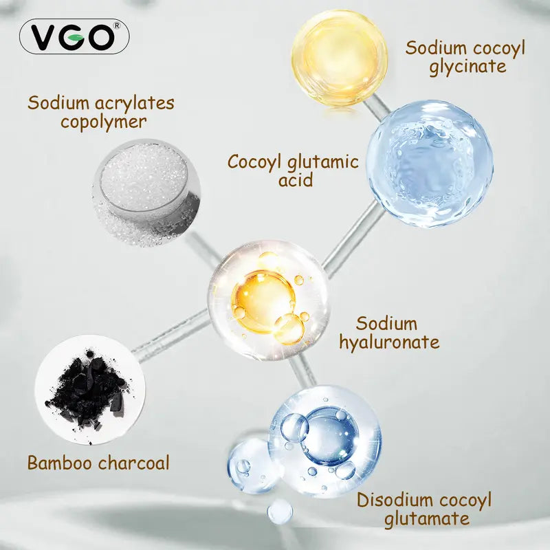 VGO Facial Cleanser of Double Care and Effets 50G All Types of Skins Cleanse and Moisturize A Cleansing Skincare Gentle Charcoal