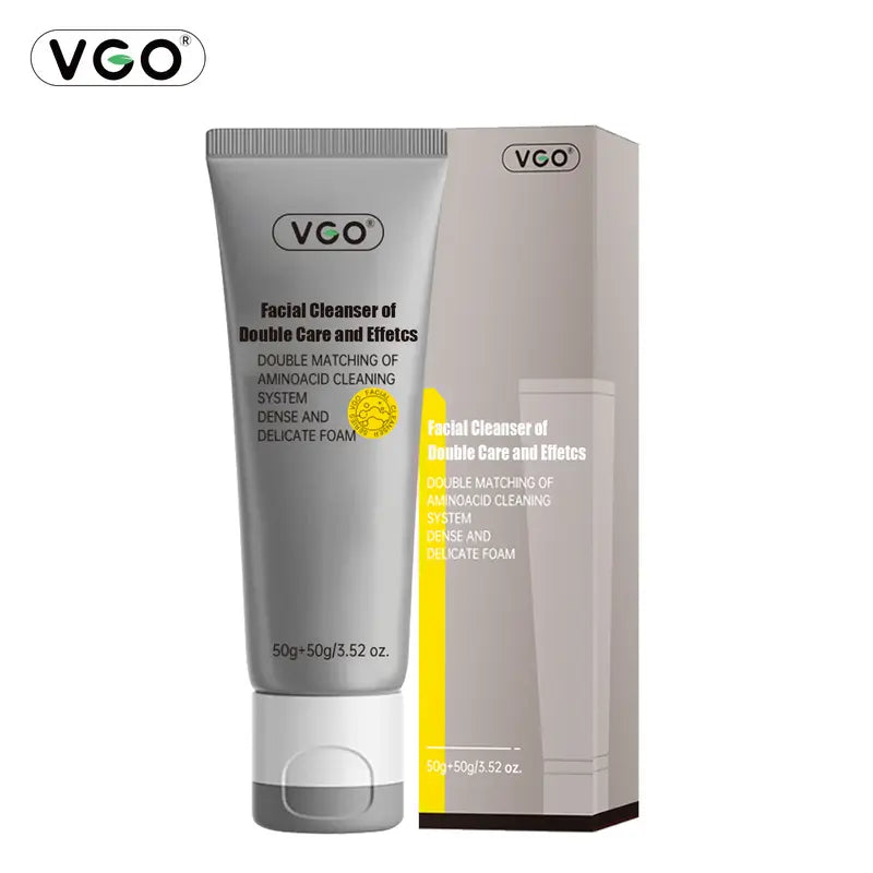 VGO Facial Cleanser of Double Care and Effets 50G All Types of Skins Cleanse and Moisturize A Cleansing Skincare Gentle Charcoal