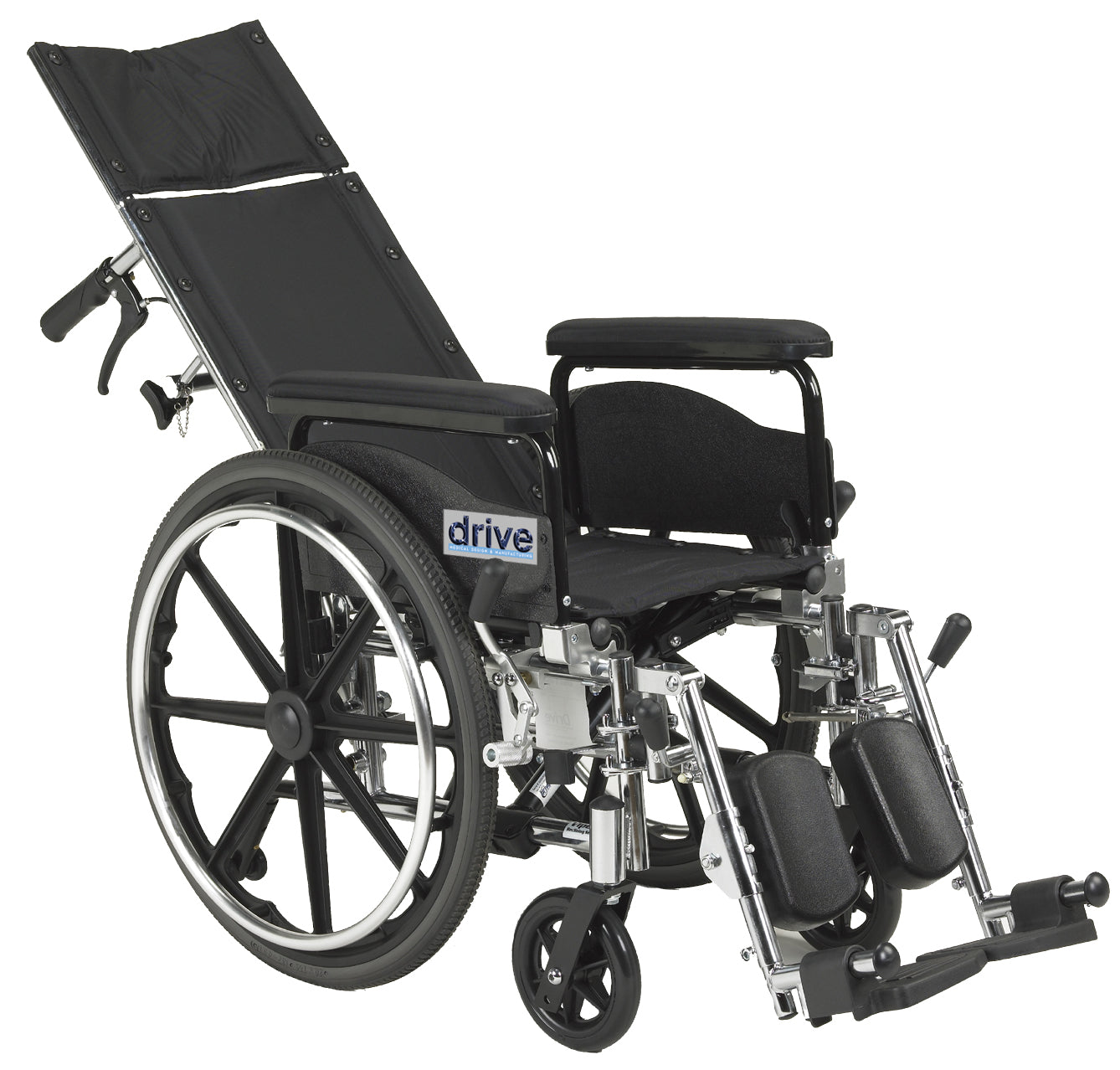 Drive Medical Viper Gt Wheelchair with Flip Back Rem Full Arms and swing-away foot rests ,24-inch composite Wheels ,300 lbs Weight Capacity ,18"w*16"d ,10960B