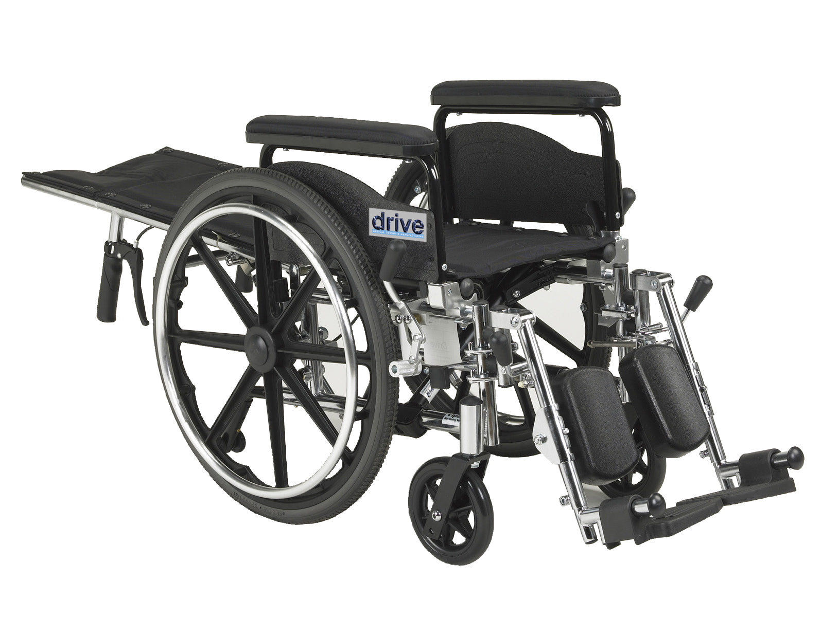 Drive Medical Viper Gt Wheelchair with Flip Back Rem Full Arms and swing-away foot rests ,24-inch composite Wheels ,300 lbs Weight Capacity ,18"w*16"d ,10960B