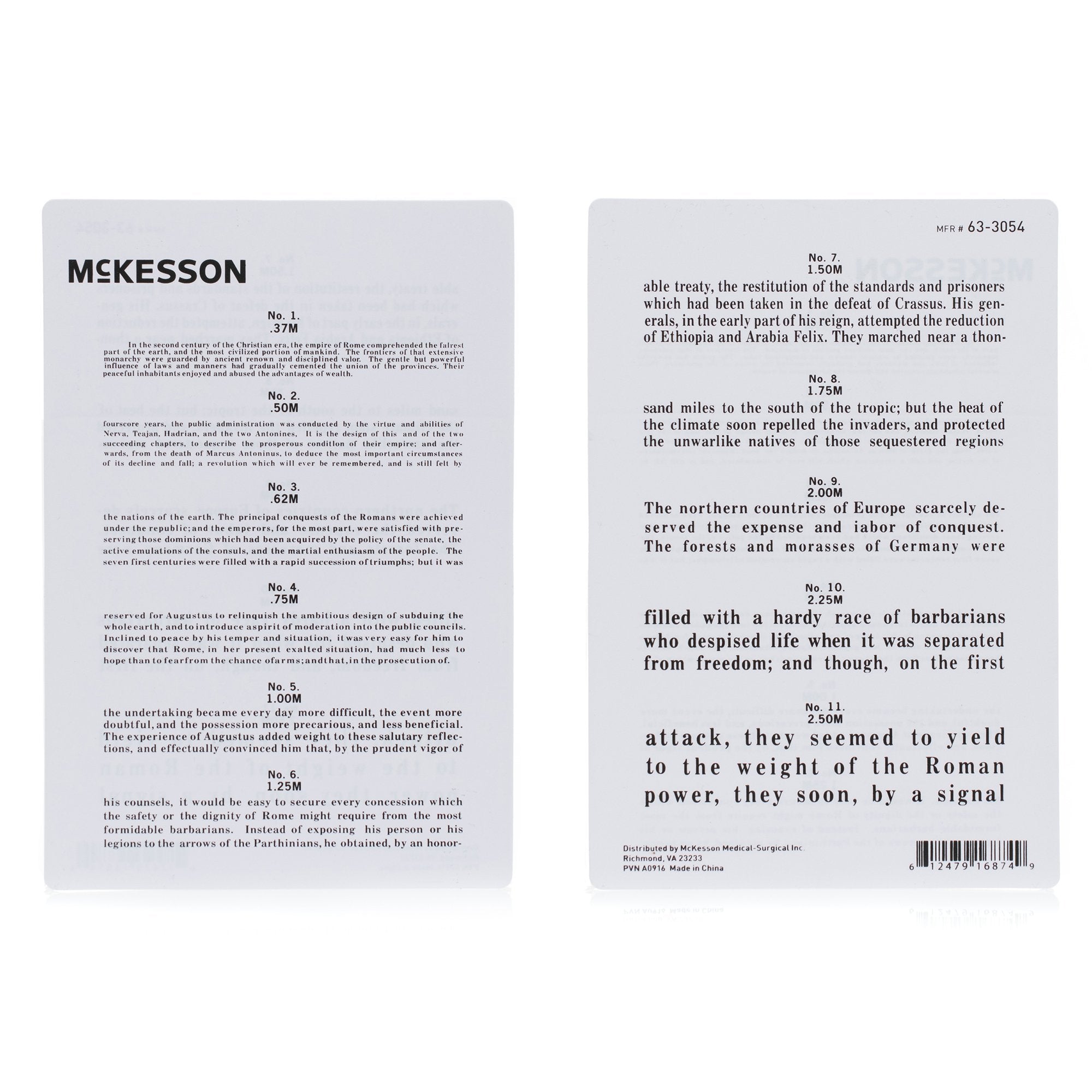 Vision Screening Card McKesson 12 Inch Distance Near Vision Testing