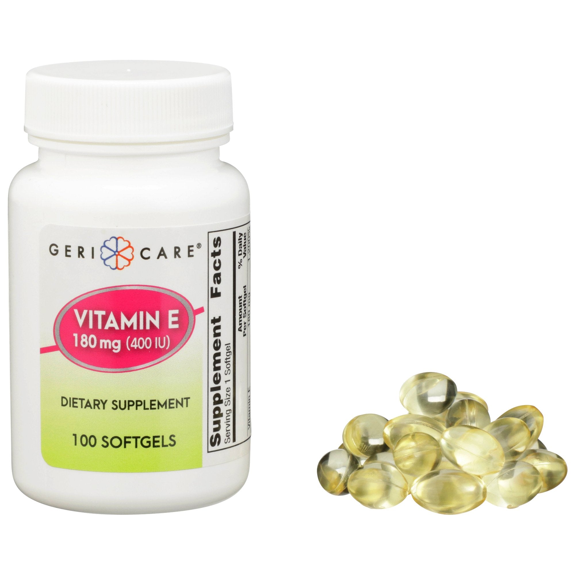 Vitamin Supplement Geri Care Vitamin E 400 IU Strength Softgel 100 per Bottle