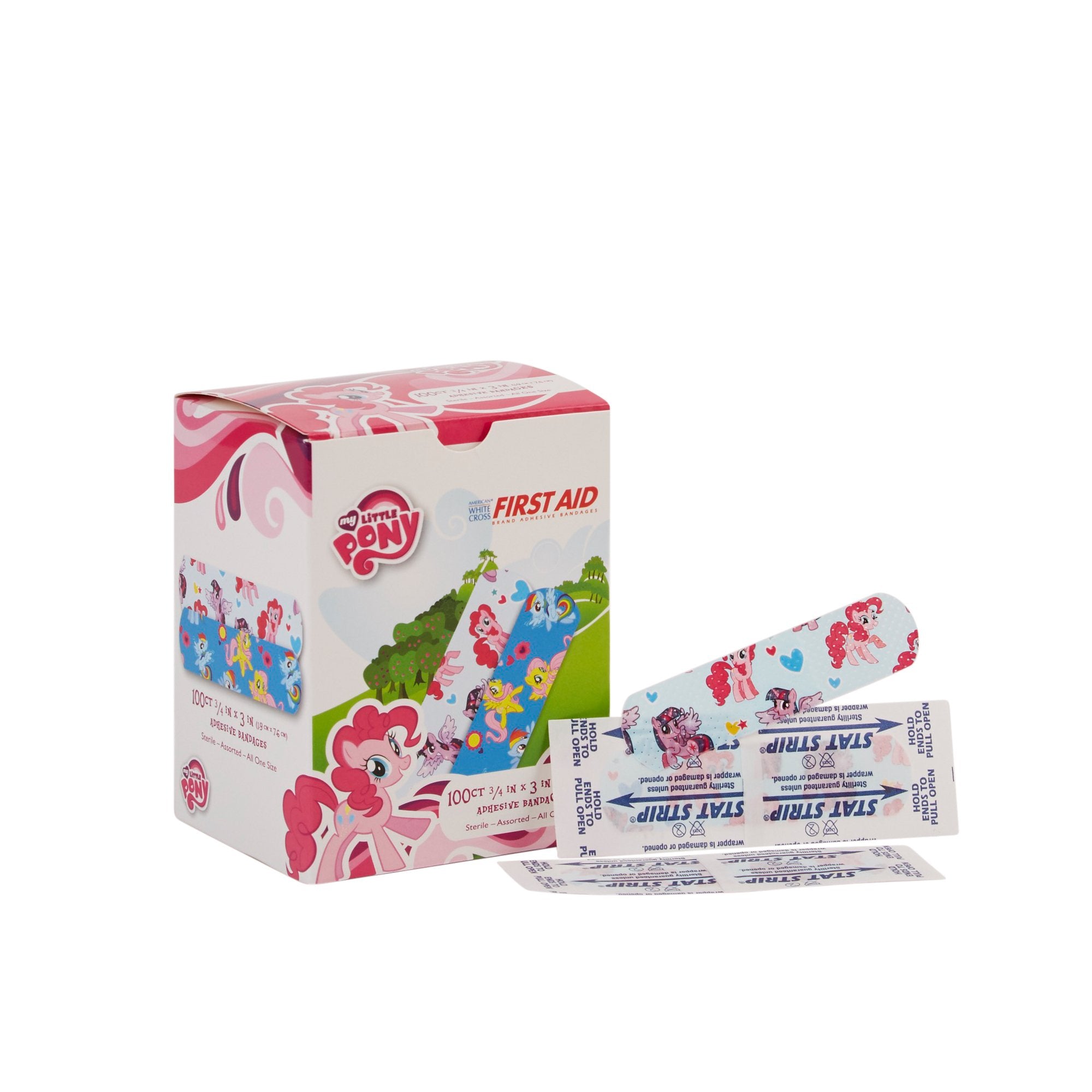 Adhesive Strip American White Cross Stat Strip 3/4 X 3 Inch Plastic Rectangle Kid Design (My Little Pony) Sterile