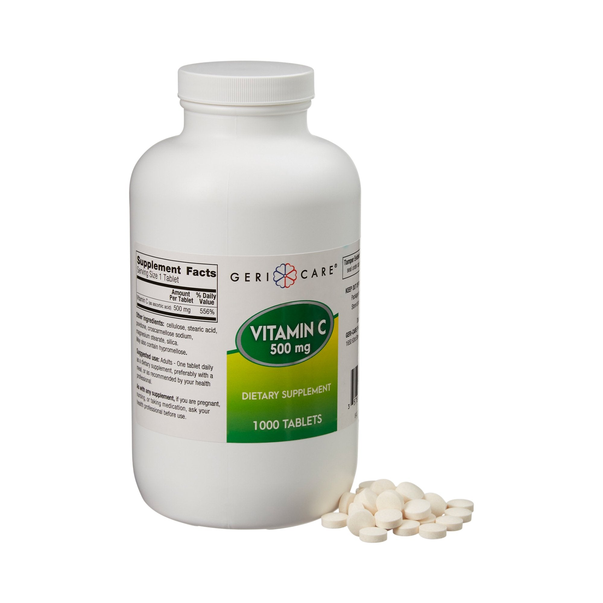 Vitamin C Supplement Geri Care Ascorbic Acid 500 mg Strength Tablet 1,000 per Bottle