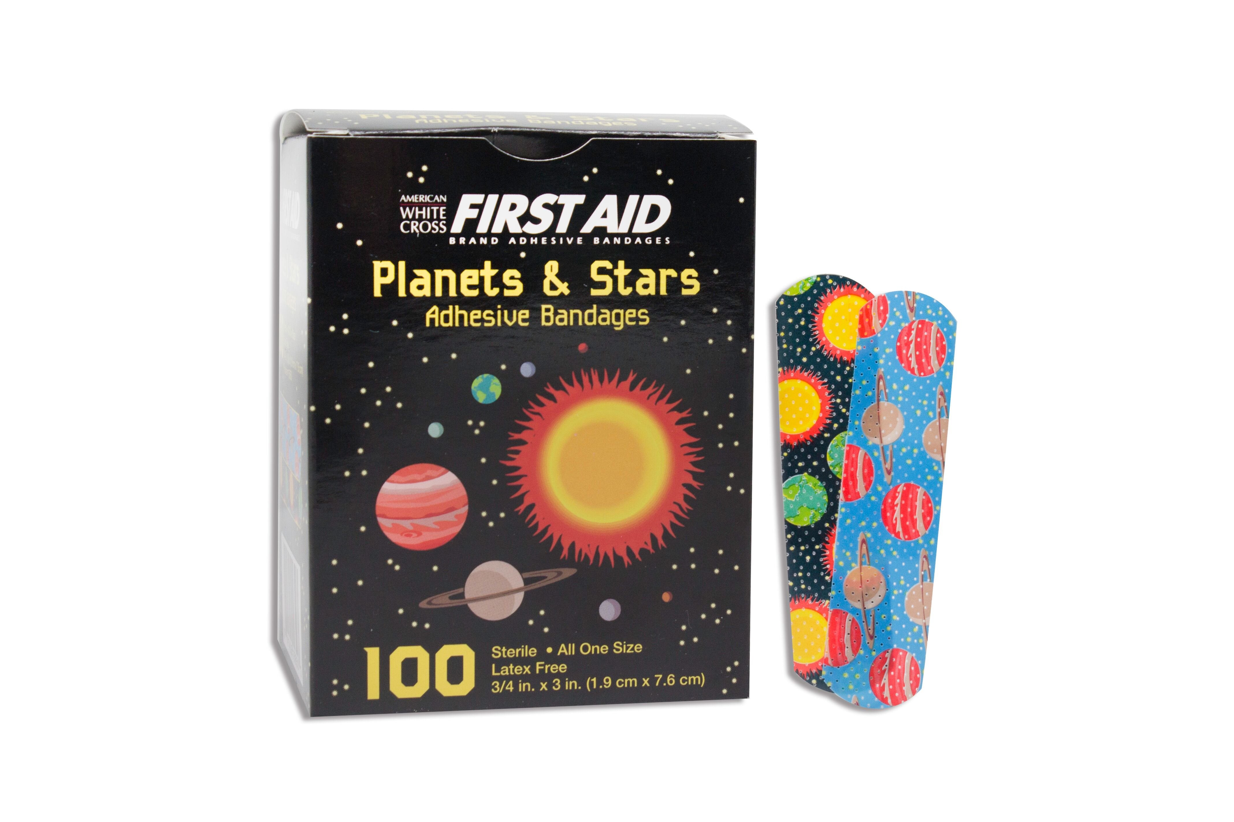 Adhesive Strip American White Cross 5/8 X 2-1/4 Inch Plastic Rectangle Kid Design (Planets / Stars) Sterile