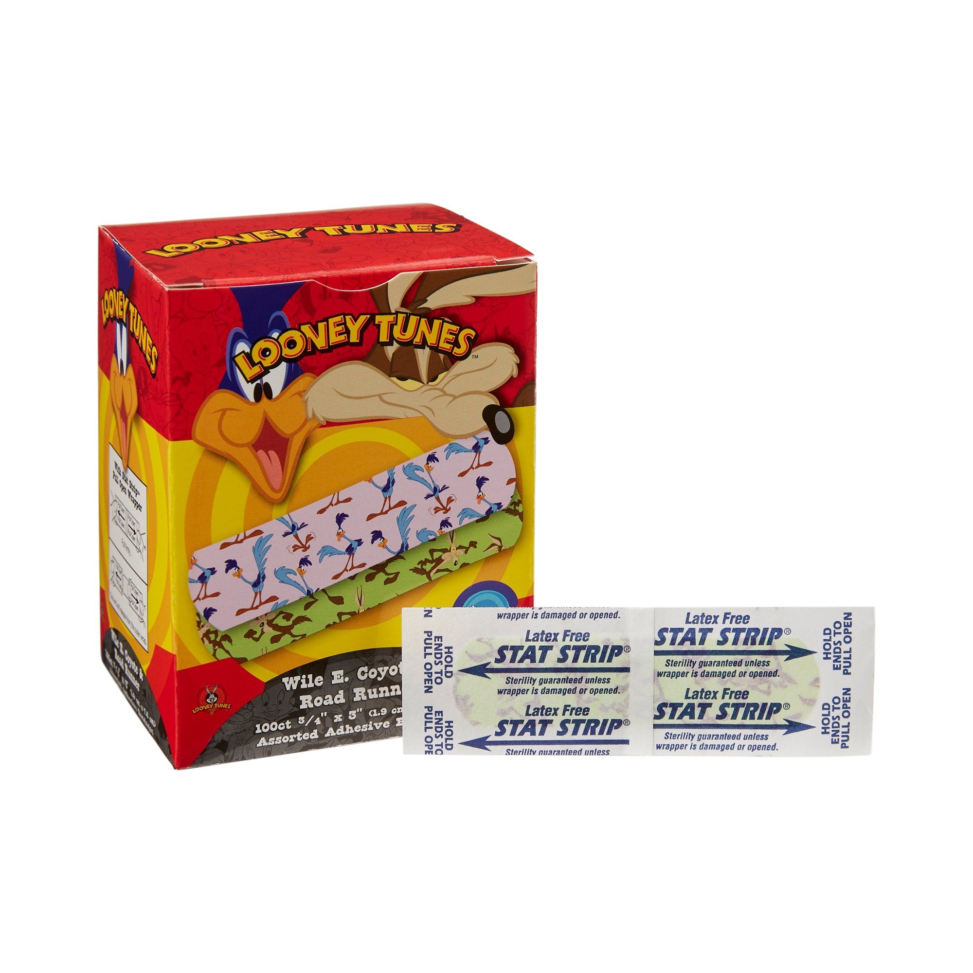 Adhesive Strip Looney Tunes Stat Strip 3/4 X 3 Inch Plastic Rectangle Kid Design (Looney Tunes Wile Coyote / Roadrunner) Sterile