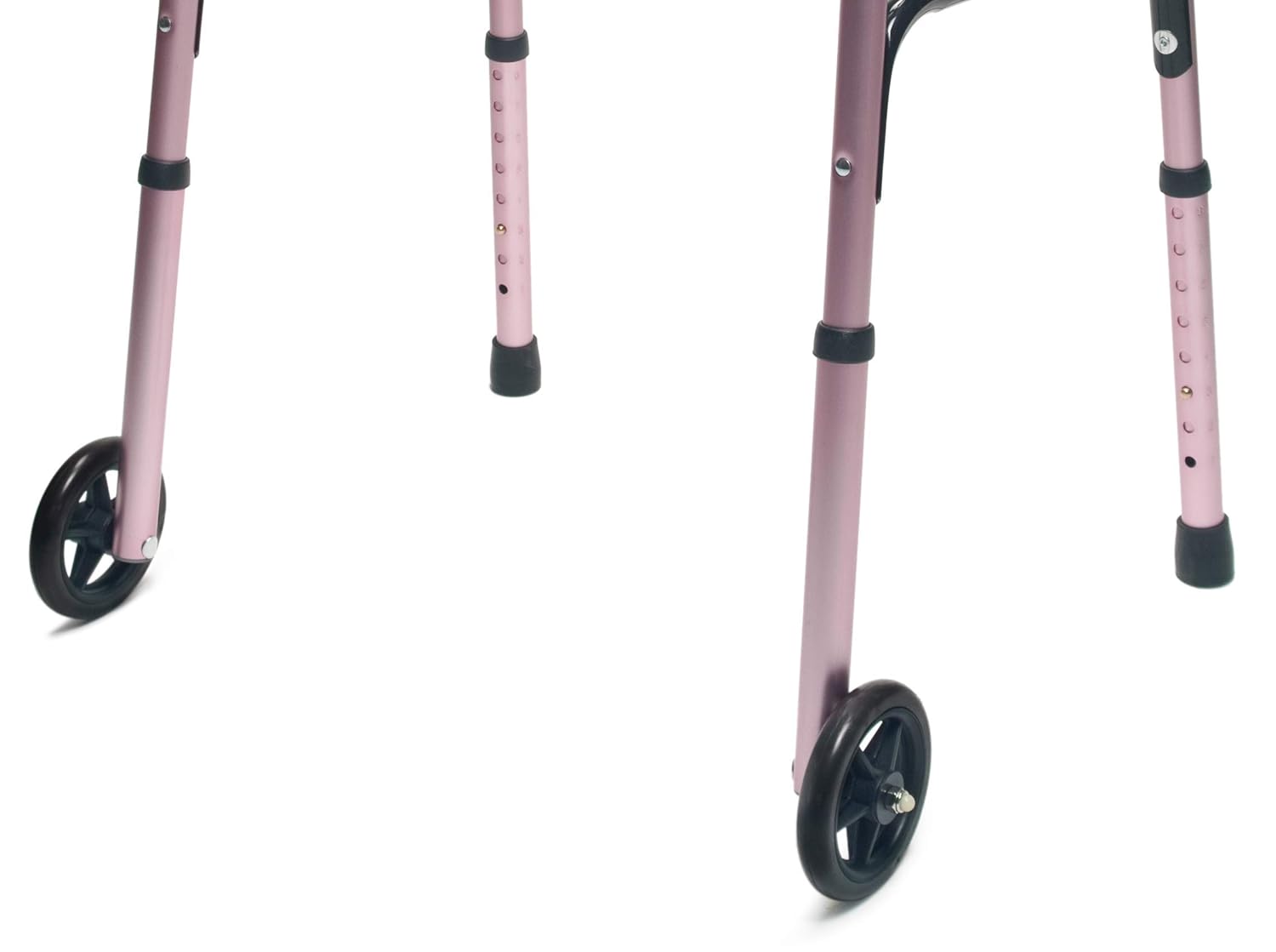 walker adult w 5 wheels folding pink case of 2