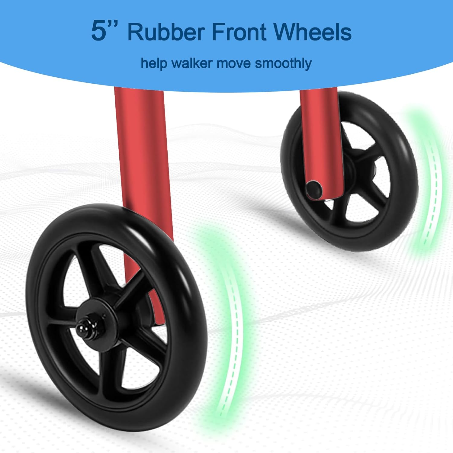 walker adult w 5 wheels folding red case of 2