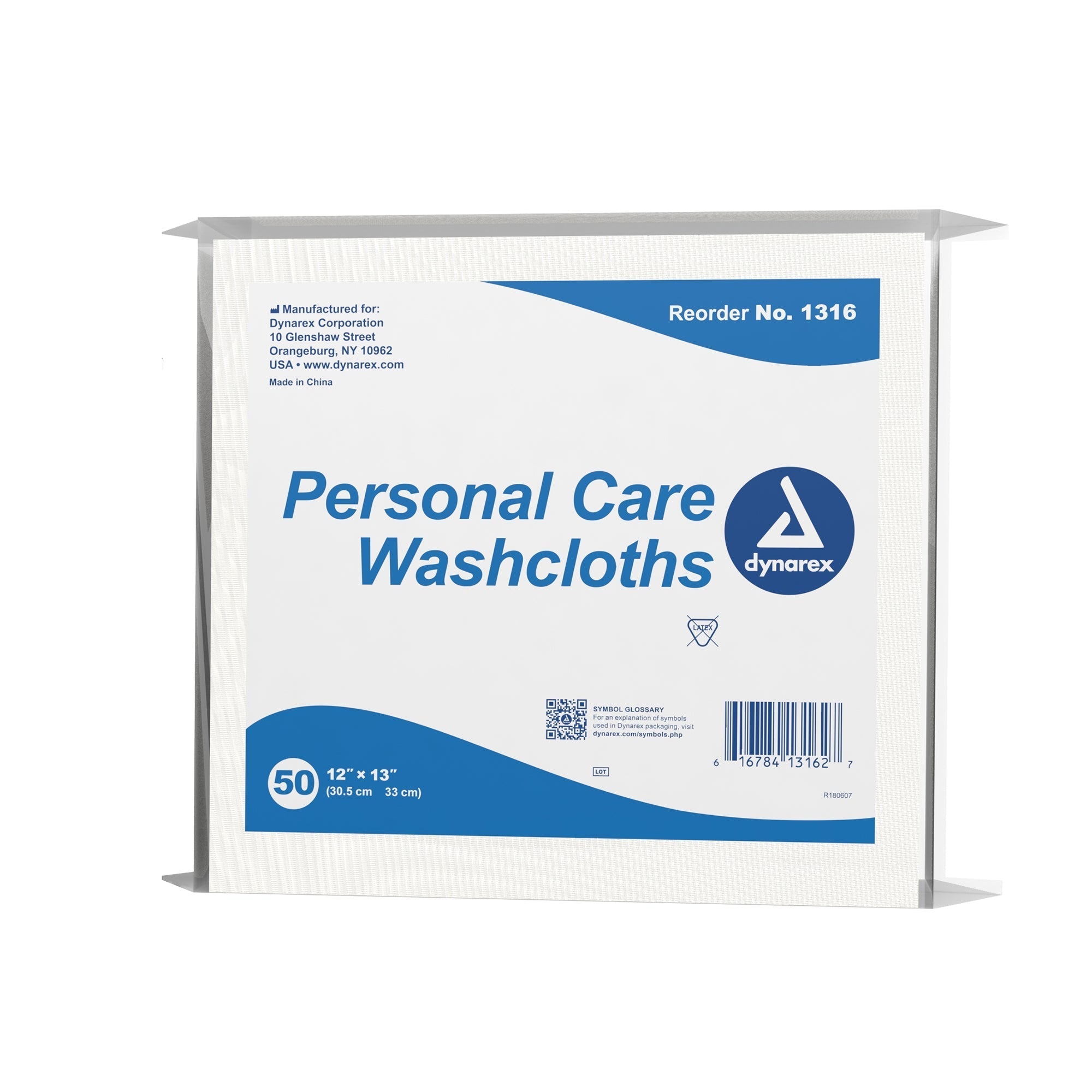 washcloth dynarex 12 x 13 inch white disposable packaging type case