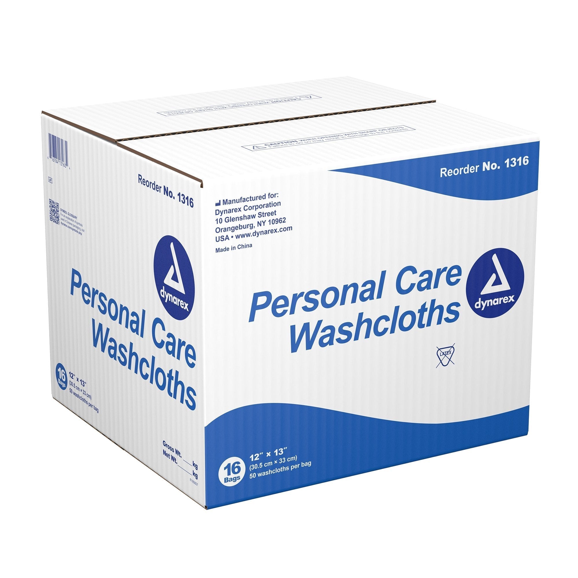washcloth dynarex 12 x 13 inch white disposable packaging type case