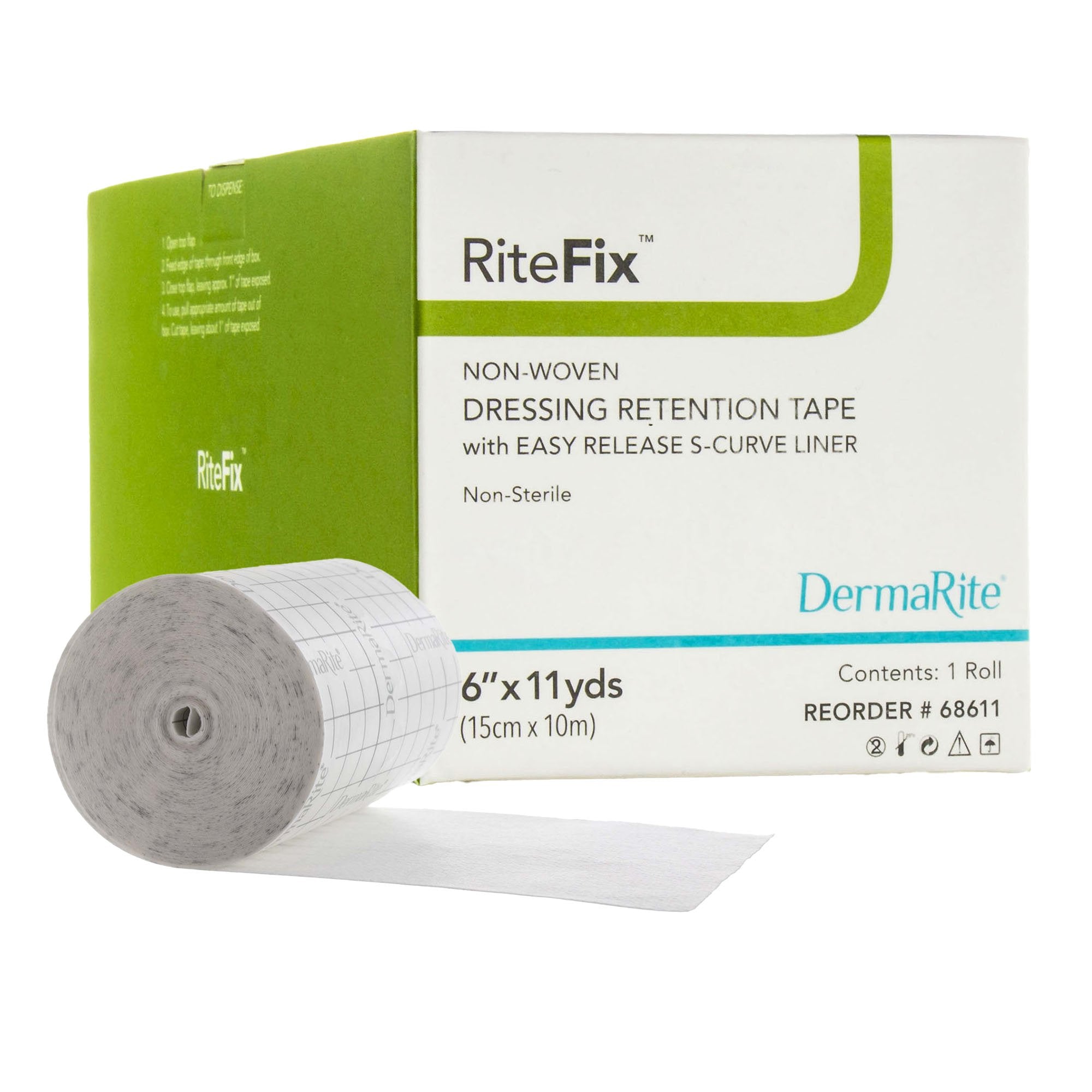 Water Resistant Dressing Retention Tape with Liner RiteFix White 6 Inch X 11 Yard Nonwoven NonSterile