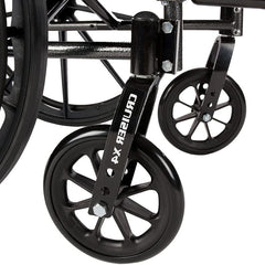 Cruiser X4 Wheelchair with Flip-back, removable arm and swing-away footrests or elevating leg rests ,8" front Wheels ,300 lbs Weight Capacity ,16" (W) x 16" - 18" (D) ,CX418ADFAELR