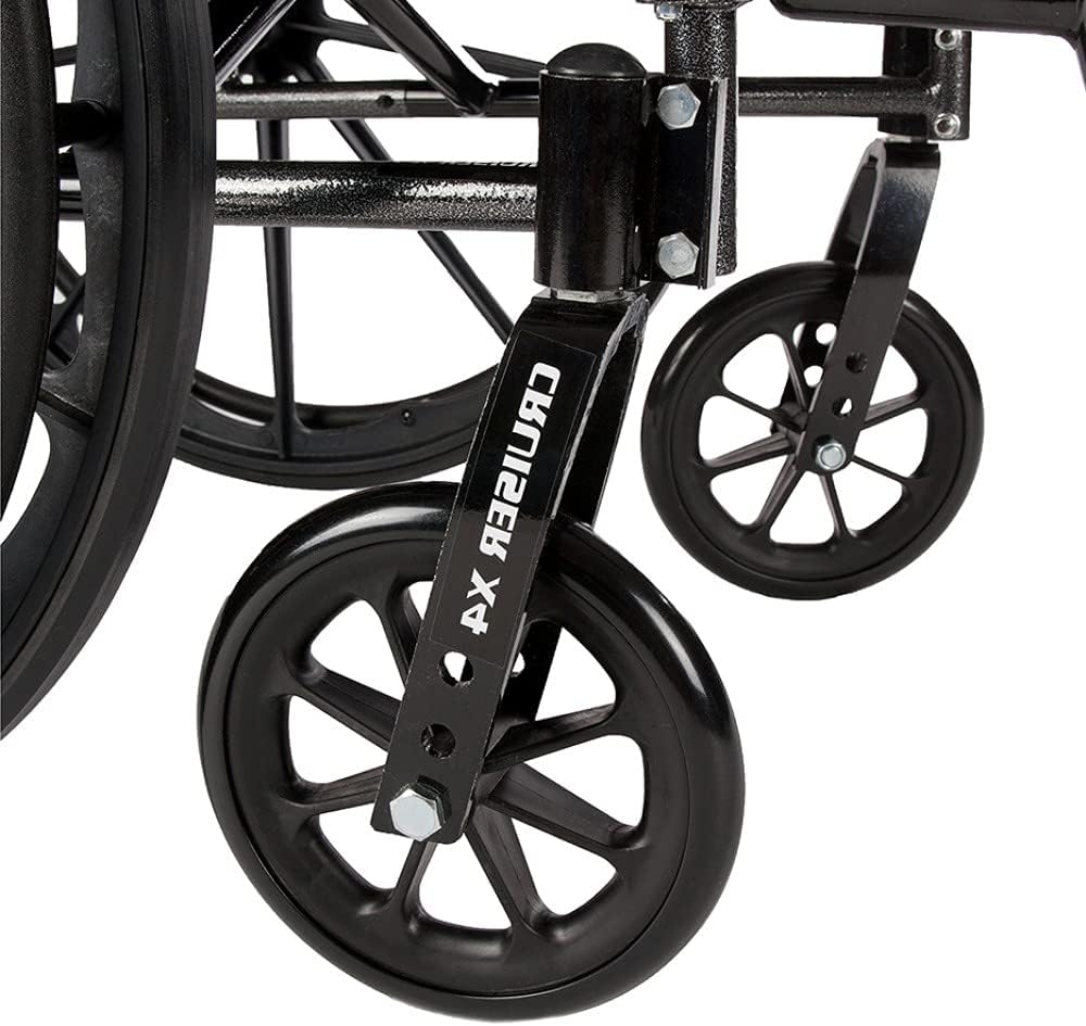 Cruiser X4 Wheelchair with Flip-back, removable arm and swing-away footrests or elevating leg rests ,8" front Wheels ,300 lbs Weight Capacity ,16" (W) x 16" - 18" (D) ,CX418ADFAELR