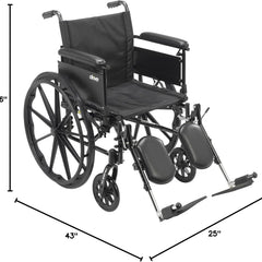 Cruiser X4 Wheelchair with Flip-back, removable arm and swing-away footrests or elevating leg rests ,8" front Wheels ,300 lbs Weight Capacity ,16" (W) x 16" - 18" (D) ,CX418ADFAELR