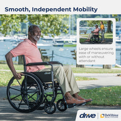 Drive Medical Wheelchair – Fixed Arms, Swing-Away Elevating Leg Rests, 8" Front Wheels, 300 lb Capacity, Model 10965C