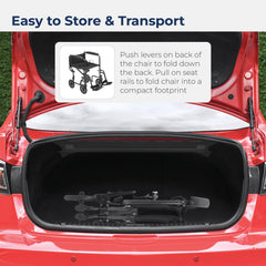 transport wheelchair angled perspective with padded backrest