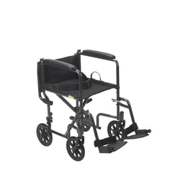 17-inch transport wheelchair silver vein finish angled front view