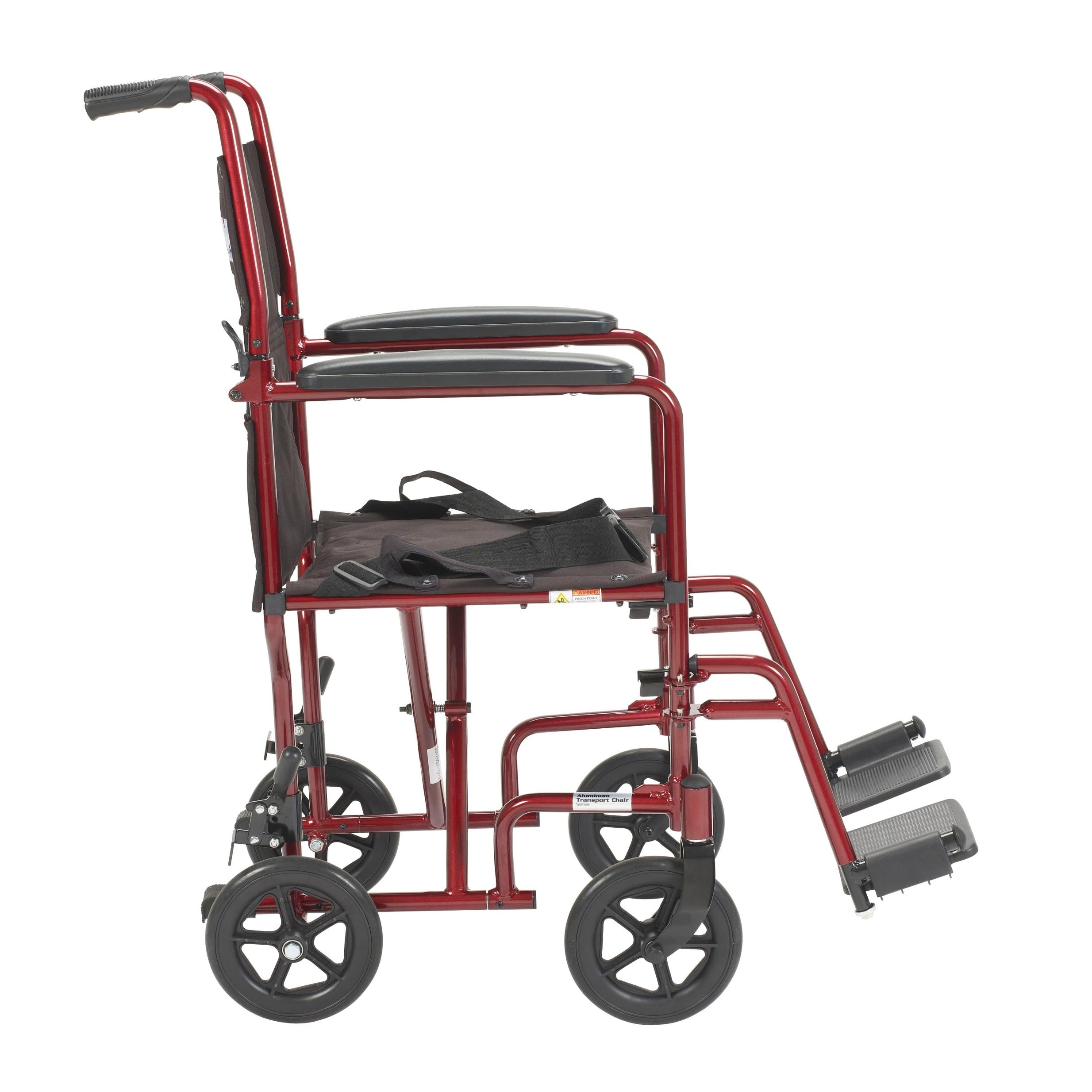 Rear view of McKesson lightweight transport chair with push handles