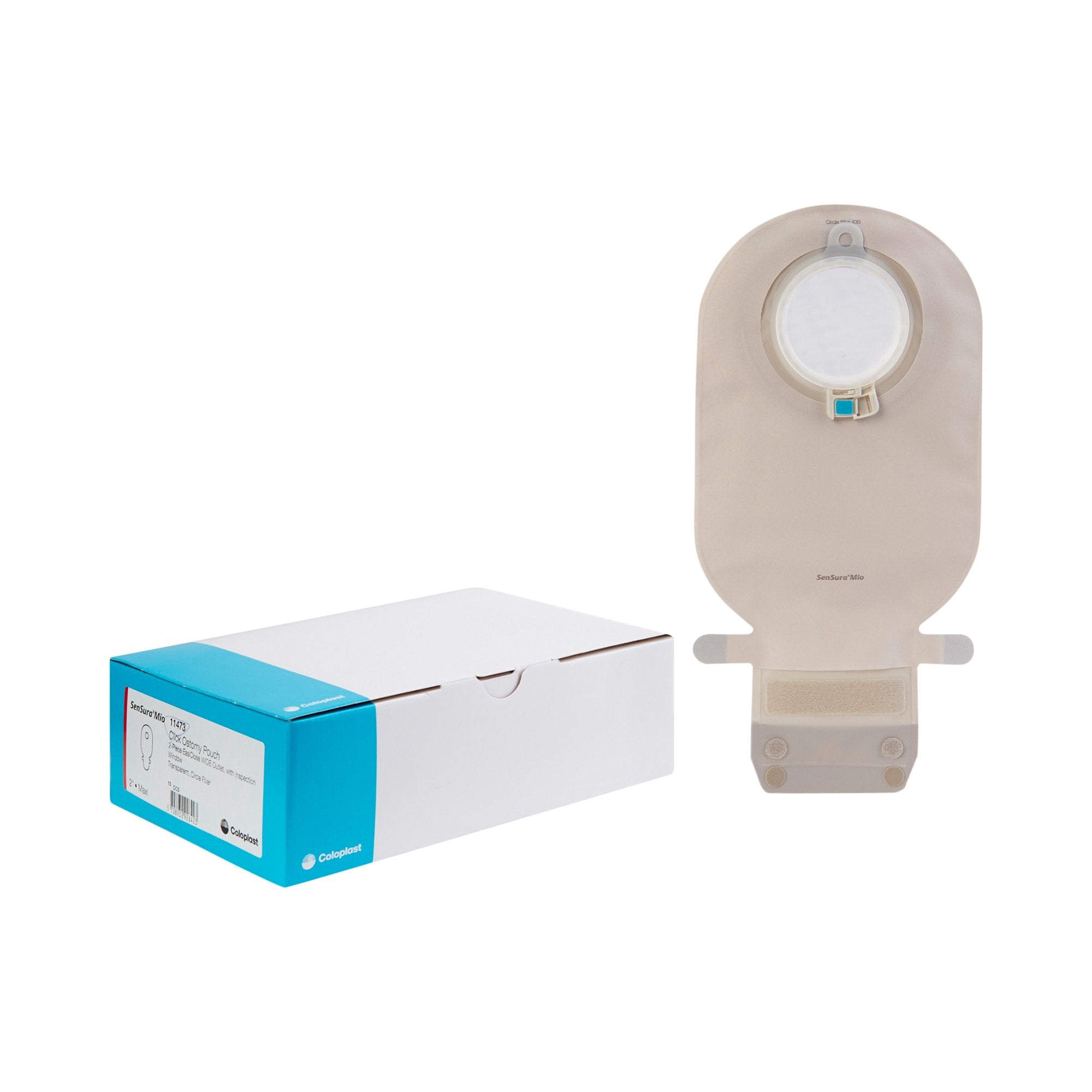 Ostomy Pouch SenSura Mio Two-Piece System Maxi Length Flat 50 mm Stoma Drainable