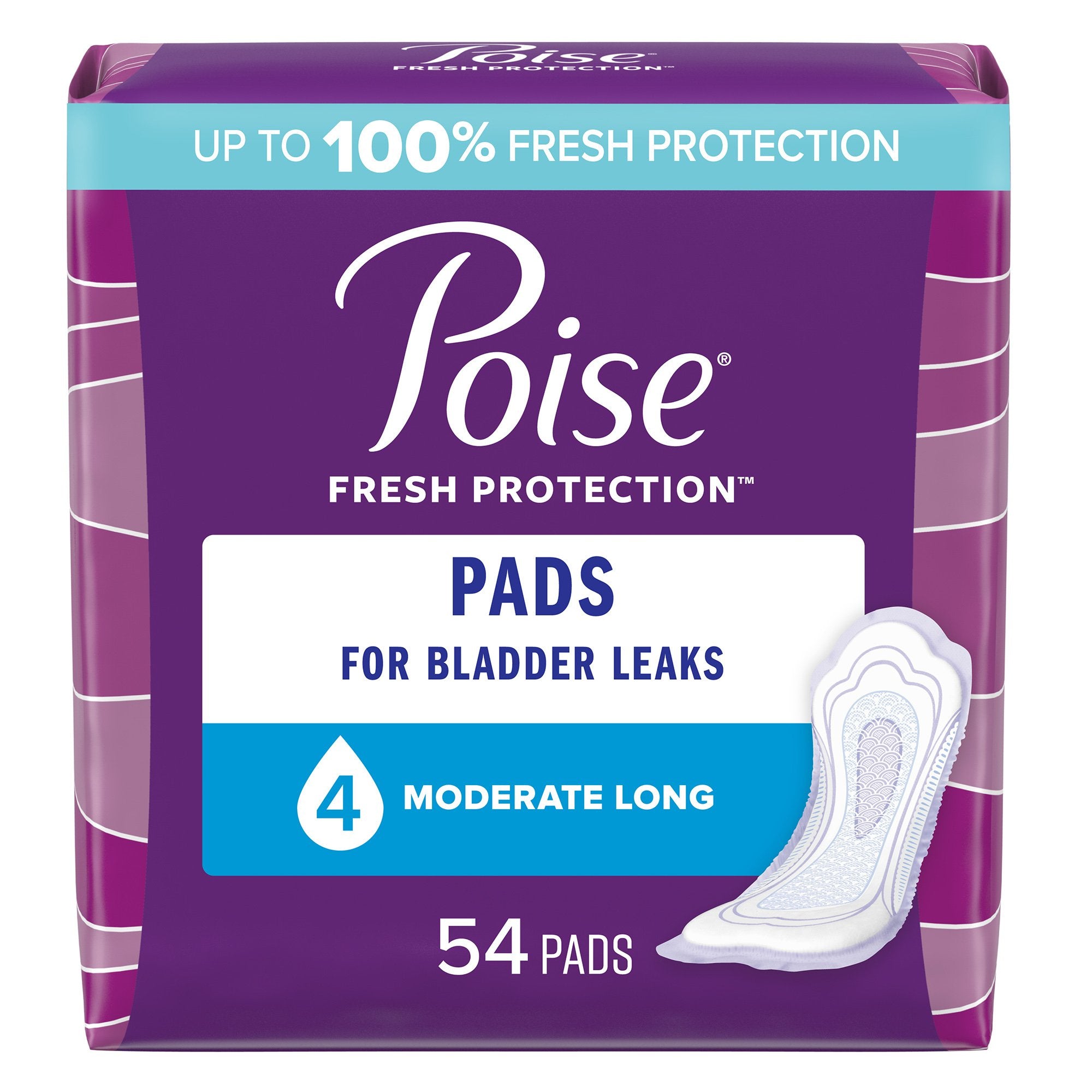 Bladder Control Pad Poise Fresh Protection 12.20 Inch Length Moderate Absorbency Sodium Polyacrylate Core One Size Fits Most