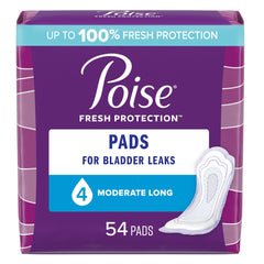 Bladder Control Pad Poise Fresh Protection 12.20 Inch Length Moderate Absorbency Sodium Polyacrylate Core One Size Fits Most