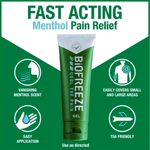 Topical Pain Relief Biofreeze 5% Strength Menthol Gel 3 oz.,Packaging Type- Each