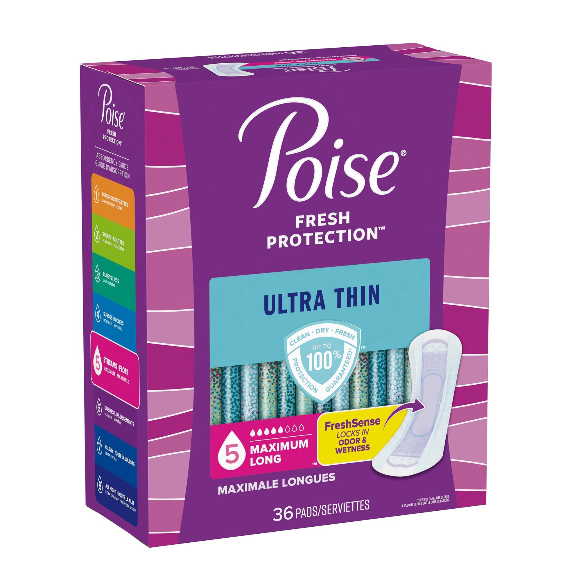 Bladder Control Pad Poise Fresh Protection Ultra Thin 14.1 Inch Length Heavy Absorbency Sodium Polyacrylate Core One Size Fits Most
