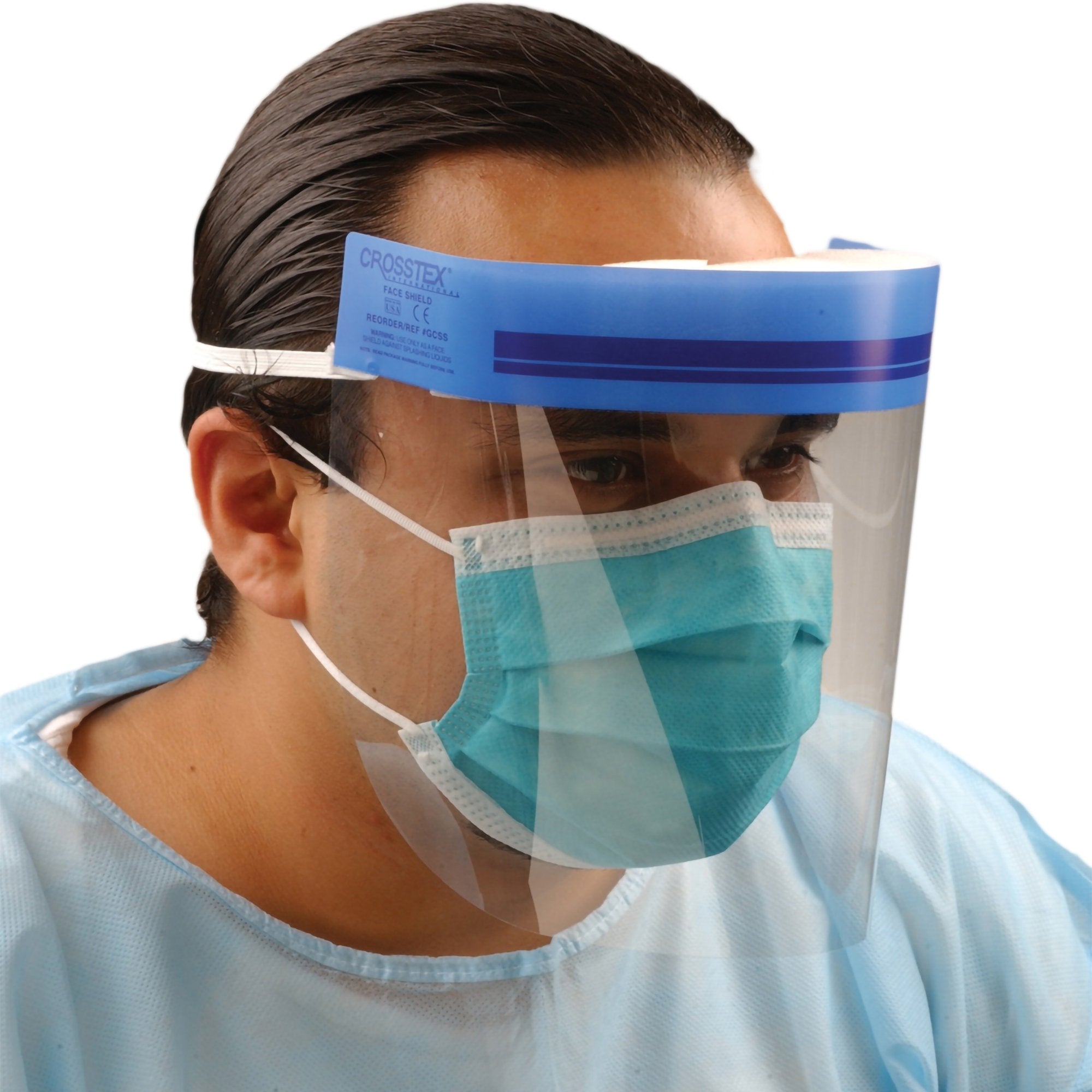 Wraparound Face Shield Crosstex One Size Fits Most 3/4 Length Anti fog Disposable NonSterile