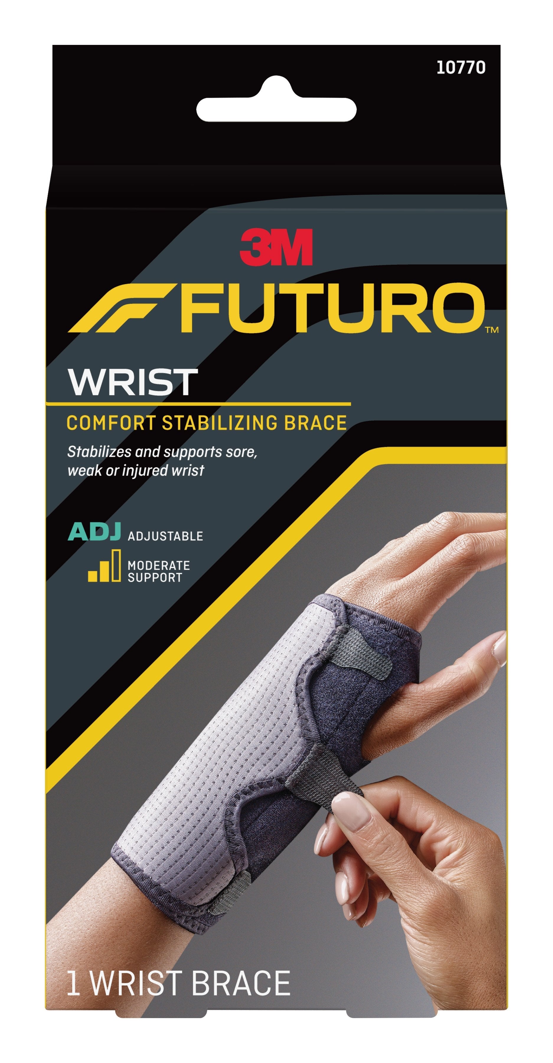 Wrist Brace Futuro Comfort Fabric / Metal Left or Right Hand Black / Gray One Size Fits Most