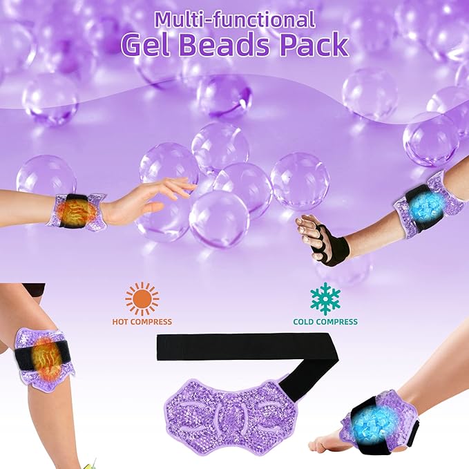 wrist knee ankle gel pack foot hand ice therapy wrap reusable hot cold compress pad cooling bead gel pack for injury pain relief
