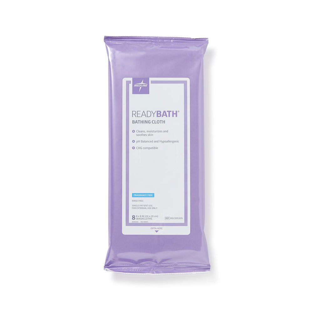 Rinse-Free Bath Wipe ReadyBath Soft Pack Unscented 8 Count