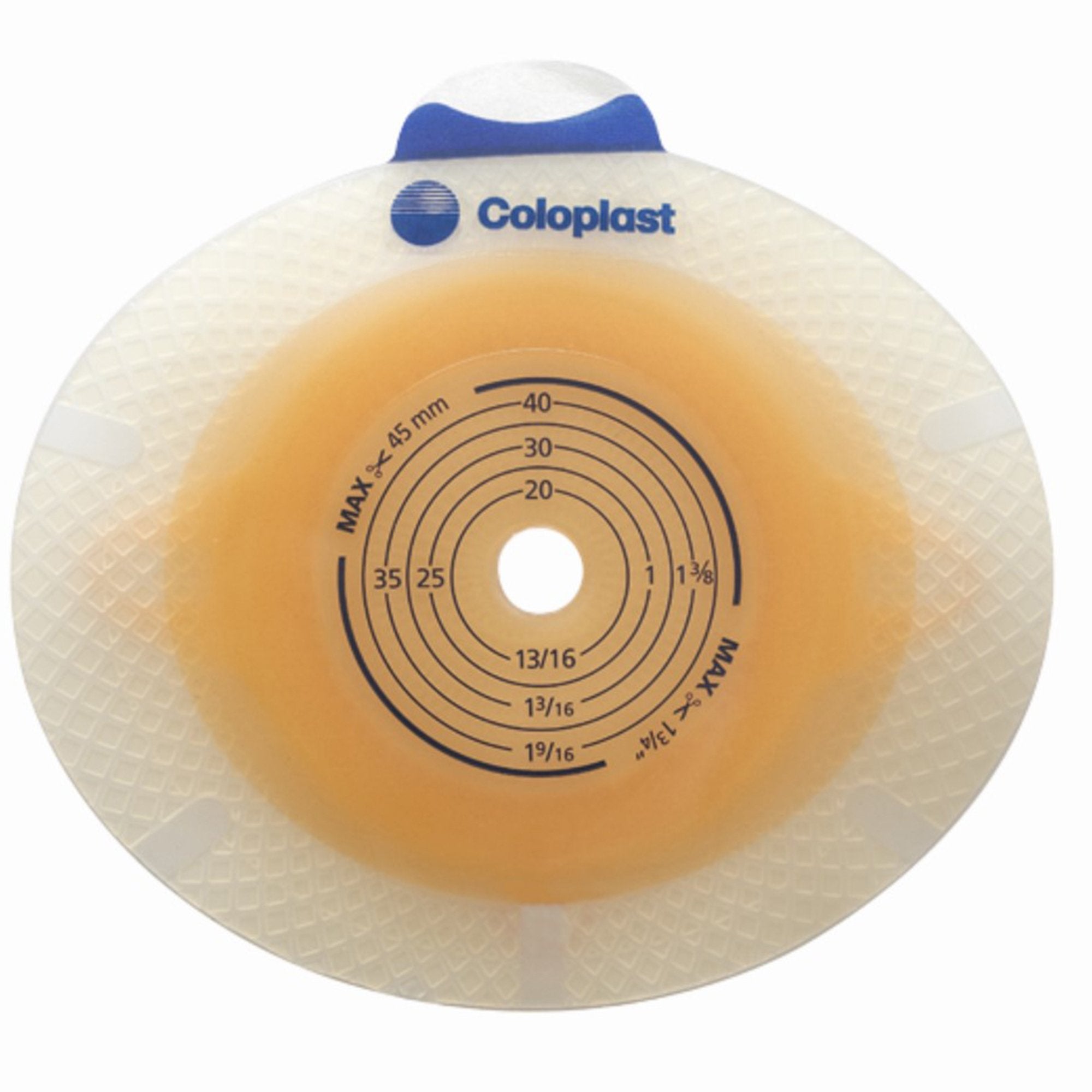 Ostomy Barrier SenSura Click Trim to Fit, Standard Wear Double Layer Adhesive 60 mm Flange Blue Code System 5/8 to 1 11/16 Inch Opening