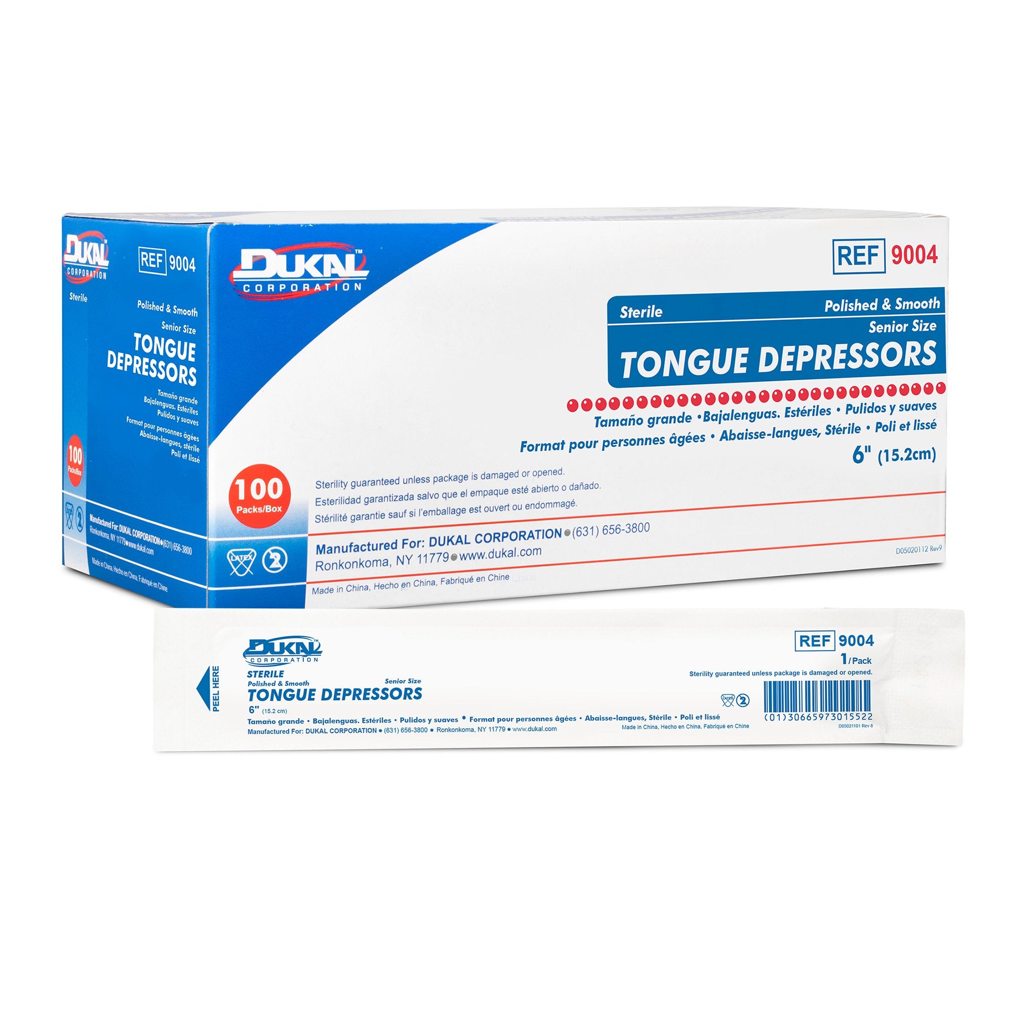 Depresor de lengua Dukal de 6 pulgadas de largo, madera para personas mayores
