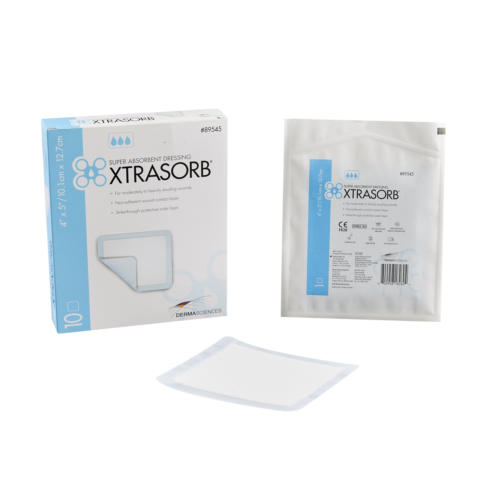 Super Absorbent Dressing Xtrasorb Classic Nonadhesive 4 X 5 Inch Rectangle