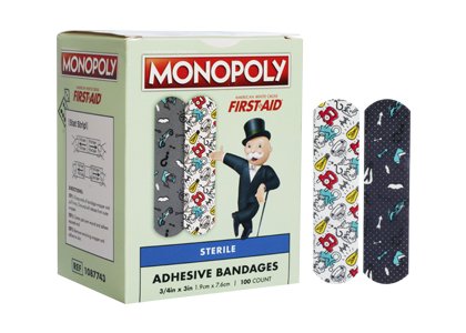 Adhesive Strip American White Cross 3/4 X 3 Inch Plastic Rectangle Kid Design (Monopoly) Sterile