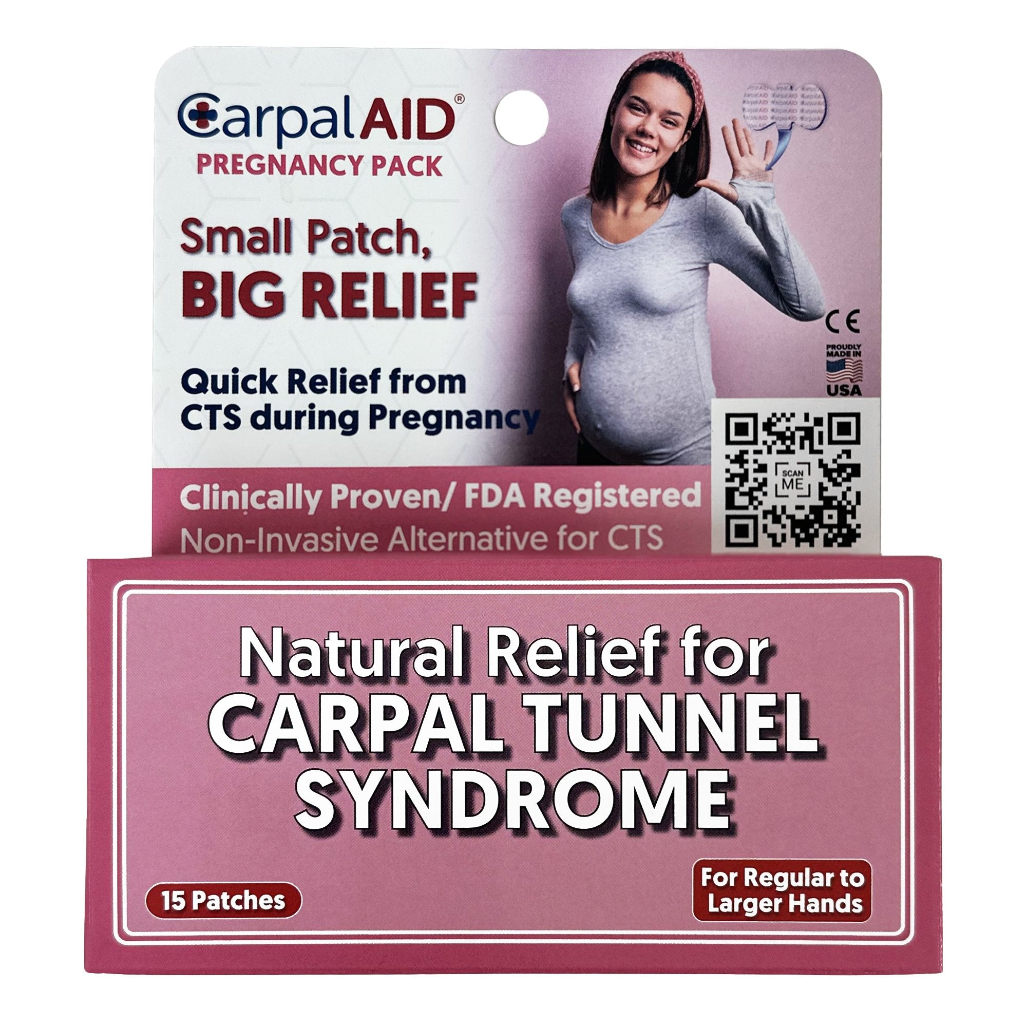 Hand-Based Carpal Tunnel Support Carpal AID Patch Pregnancy Plastic Left or Right Hand Clear Large