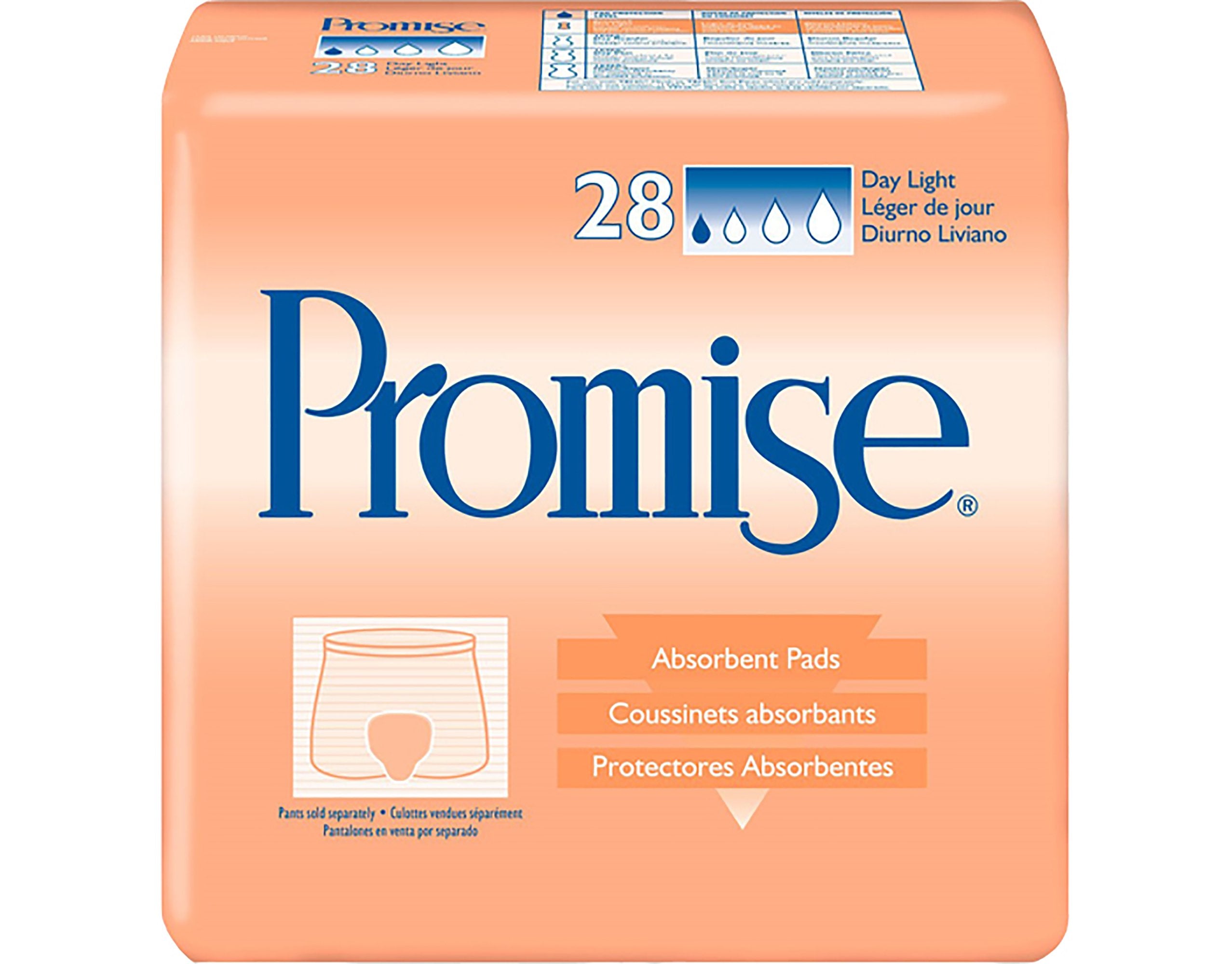 Incontinence Liner Promise Day Light 15 Inch Length Moderate Absorbency Fluff / Polymer Core One Size Fits Most