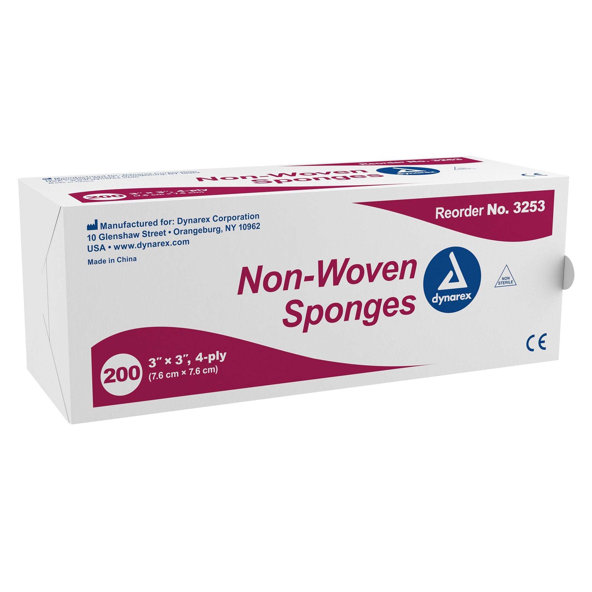 Nonwoven Sponge Dynarex 3 X 3 Inch 4-Ply NonSterile 200 per Pack