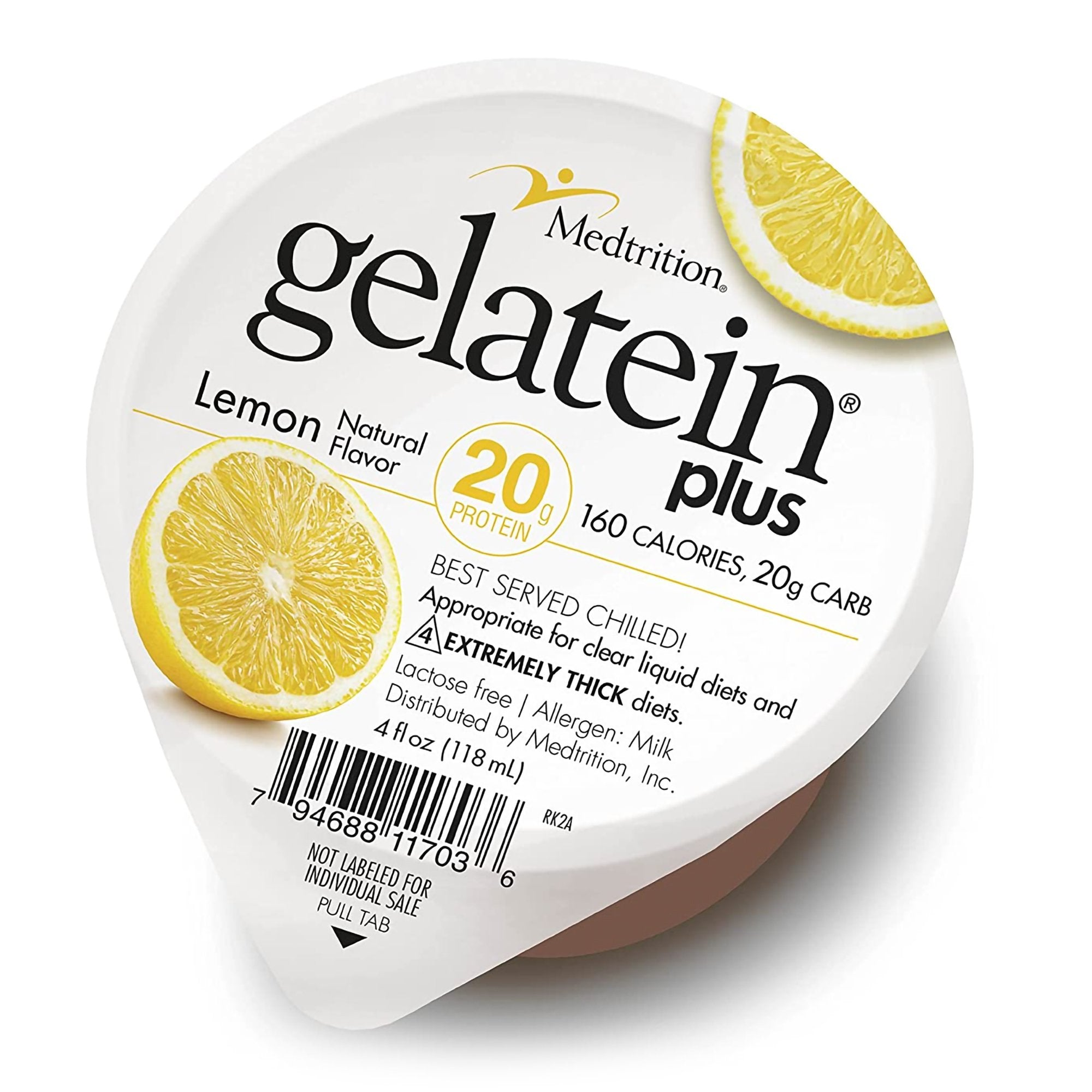 Oral Supplement Gelatein Plus Lemon Flavor Gel 4 oz. Cup