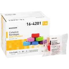 Cohesive Bandage McKesson 1 Inch X 5 Yard Self-adherent Closure Purple / Pink / Green / Light Blue / Royal Blue / Red NonSterile Standard Compression, Packaging Type- Case