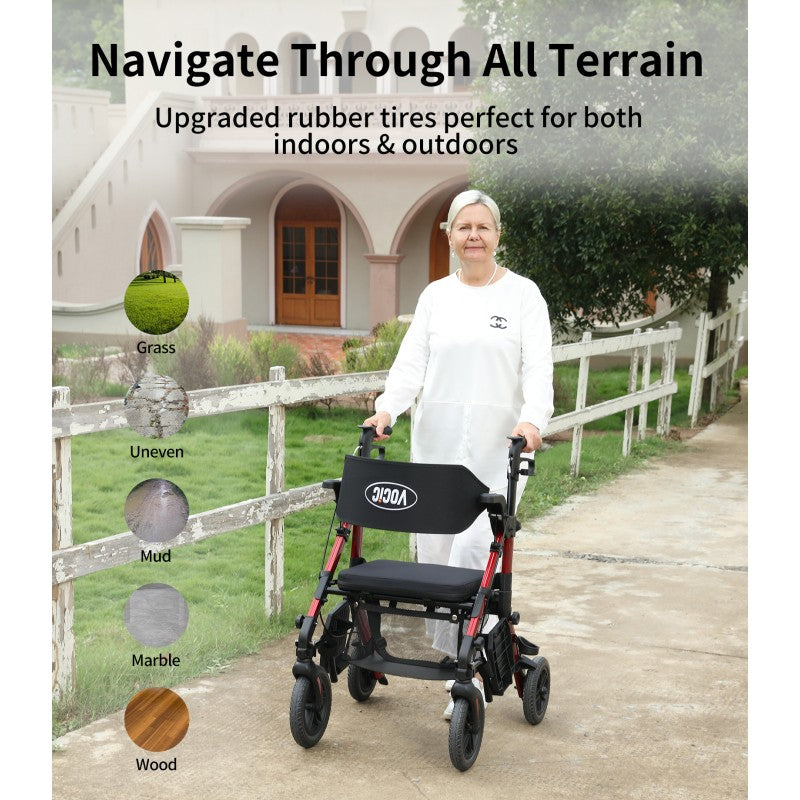 z51 shift combo 2 in 1 rollator transport chair walker