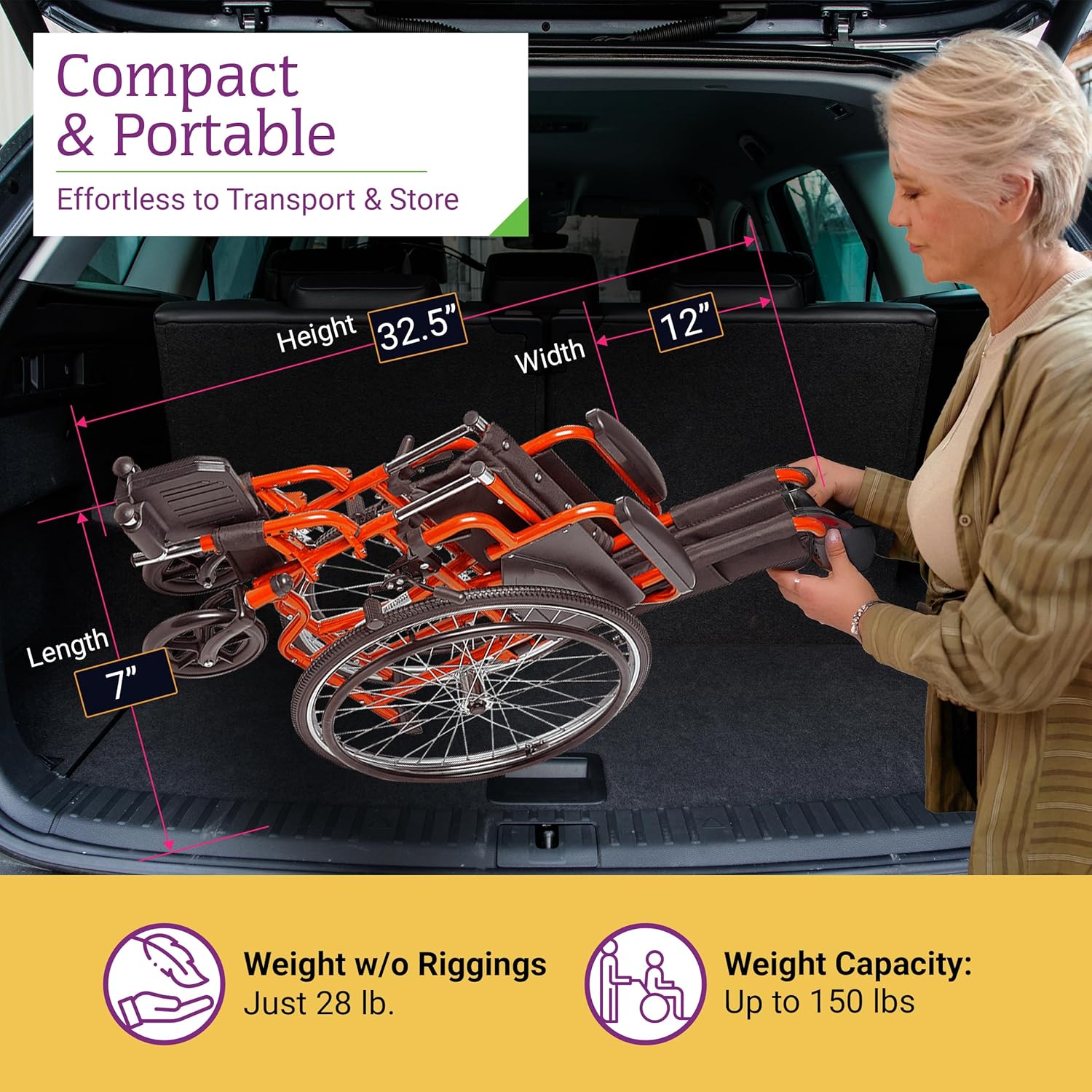 ziggo wheelchair lightweight folding 12 orange