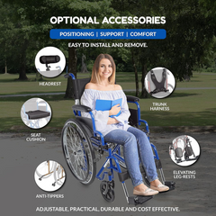 Ziggo Lightweight Wheelchair with flip-back, padded desk-length armrests