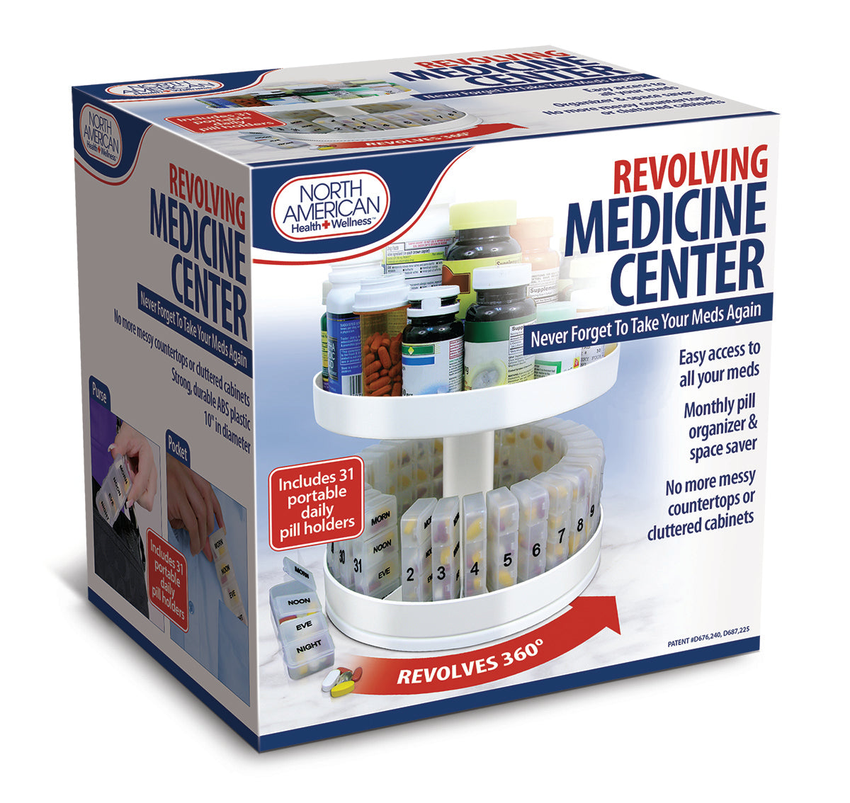 Revolving Medicine Center W/31daily Pill Compartments - All Care Store