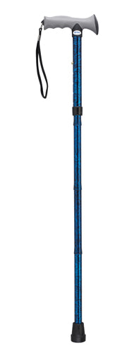 Folding Cane Alum W/gel Grip Blue Crackle   All Care Store