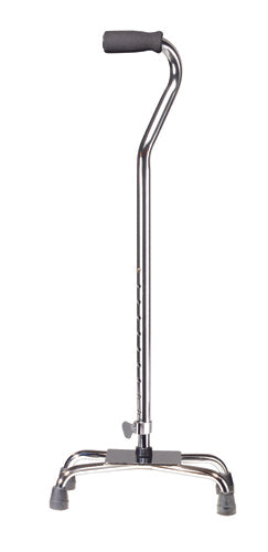 Quad Cane large Base Silver W/vinyl Grip   All Care Store