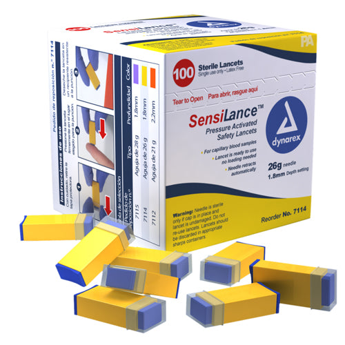 Pressure Activated Lancets 26g 1.8mm Yellow (bx/100) - All Care Store