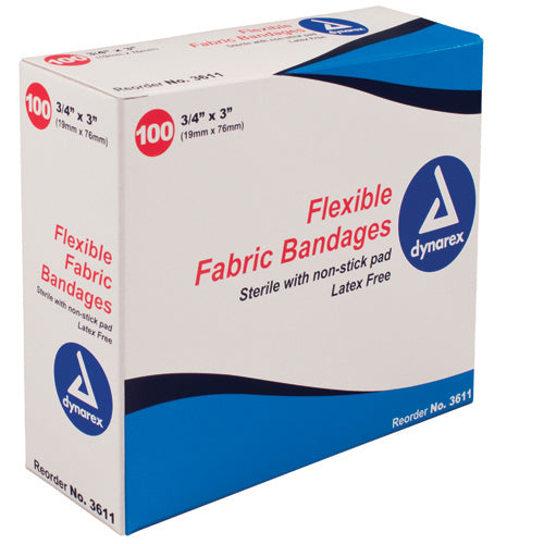 Flexible Fabric Bandages 3/4 X3  Sterile Bx/100   All Care Store